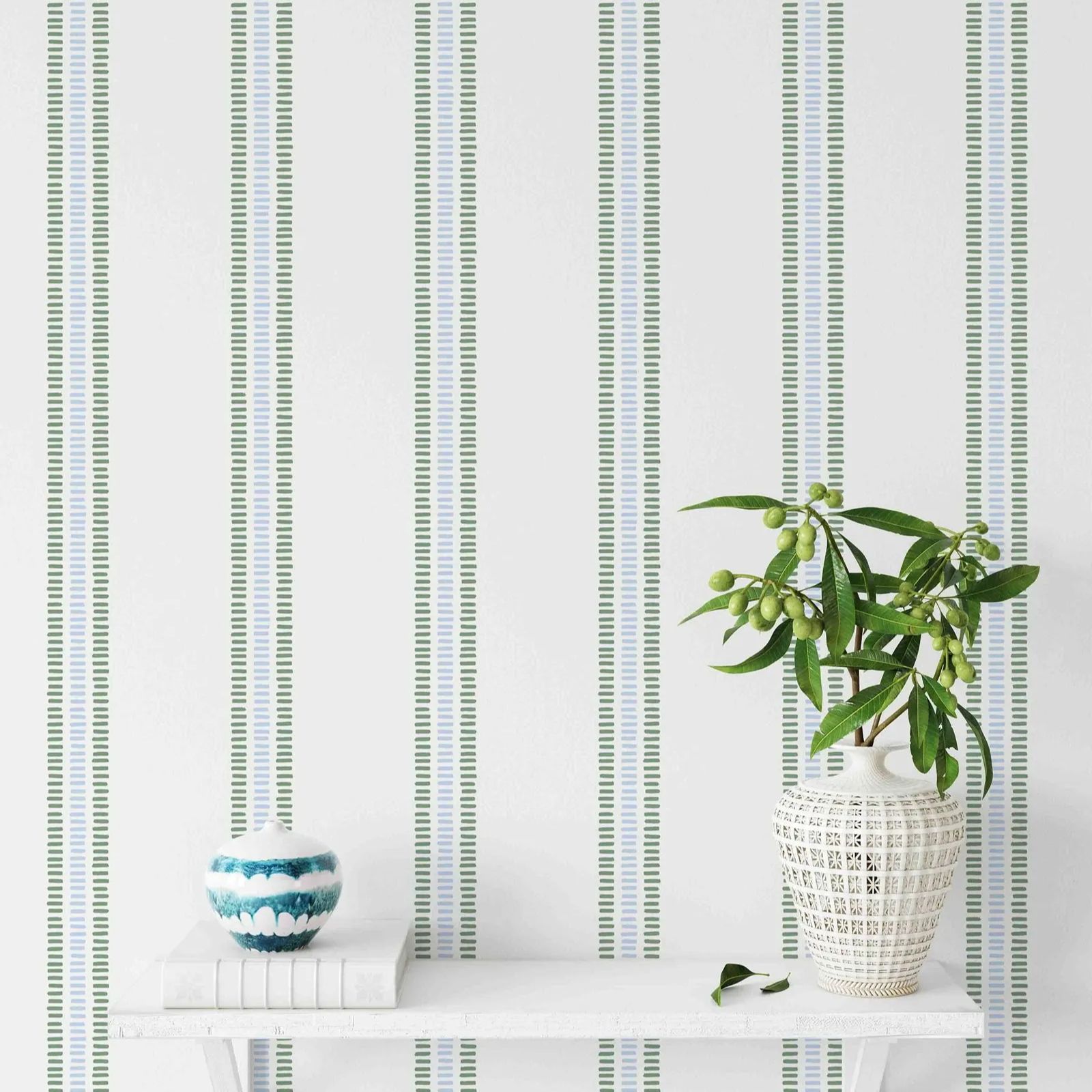 Summer Stripes In Soft Blue an - Herbal Wallpaper recension och pris