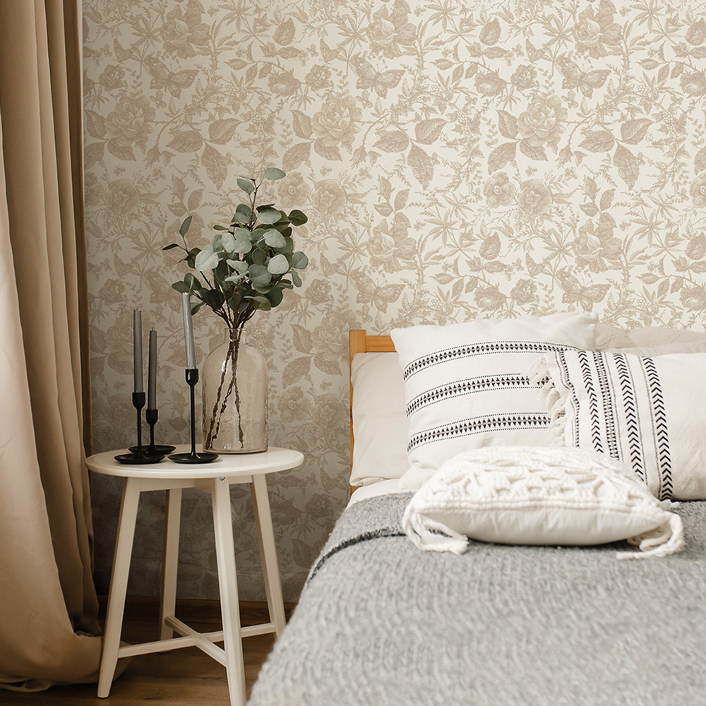 Vintage Rose Flower Wallpaper  - Herbal Wallpaper recension och pris