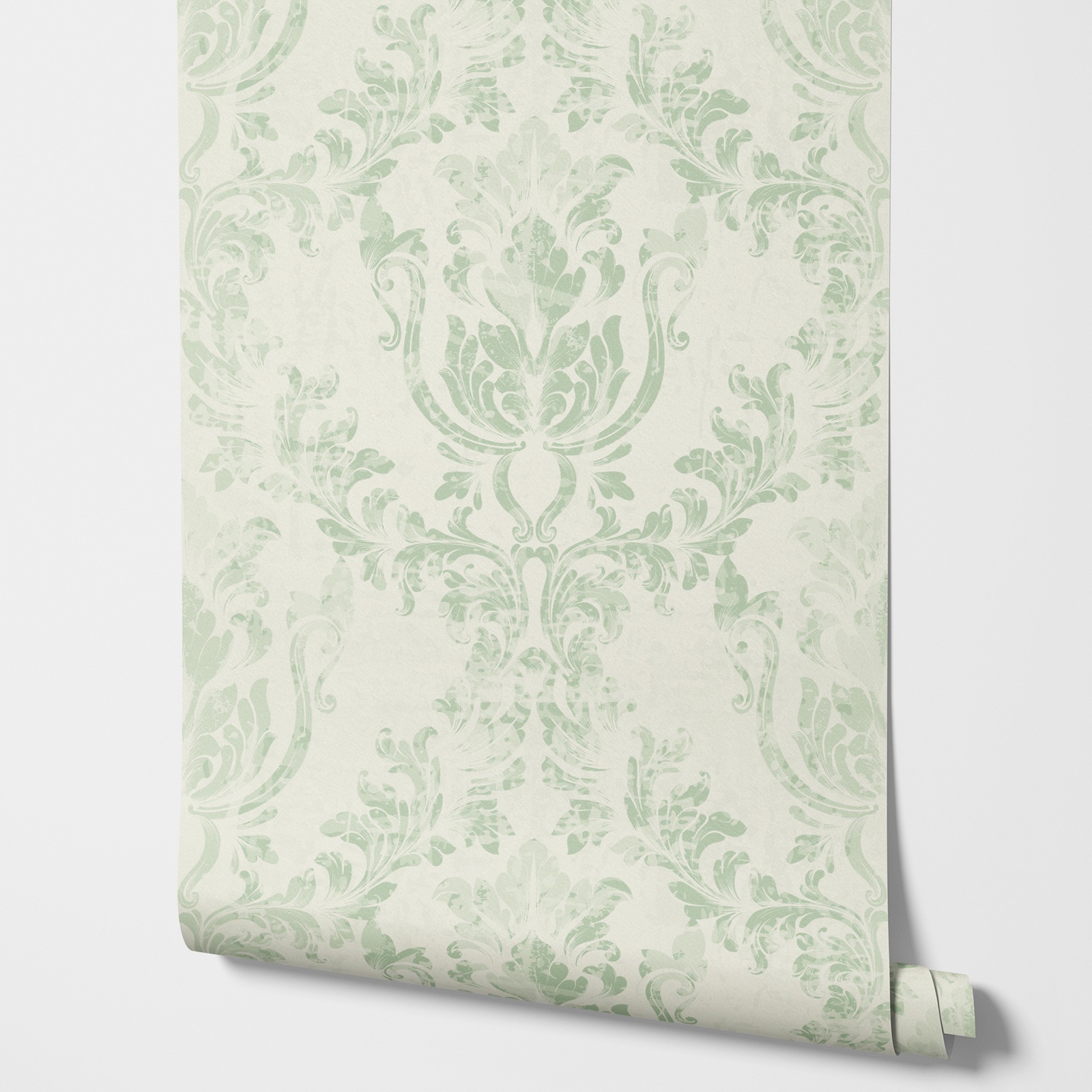 Vintage Green Damask Wallpaper - Herbal Wallpaper recension och pris
