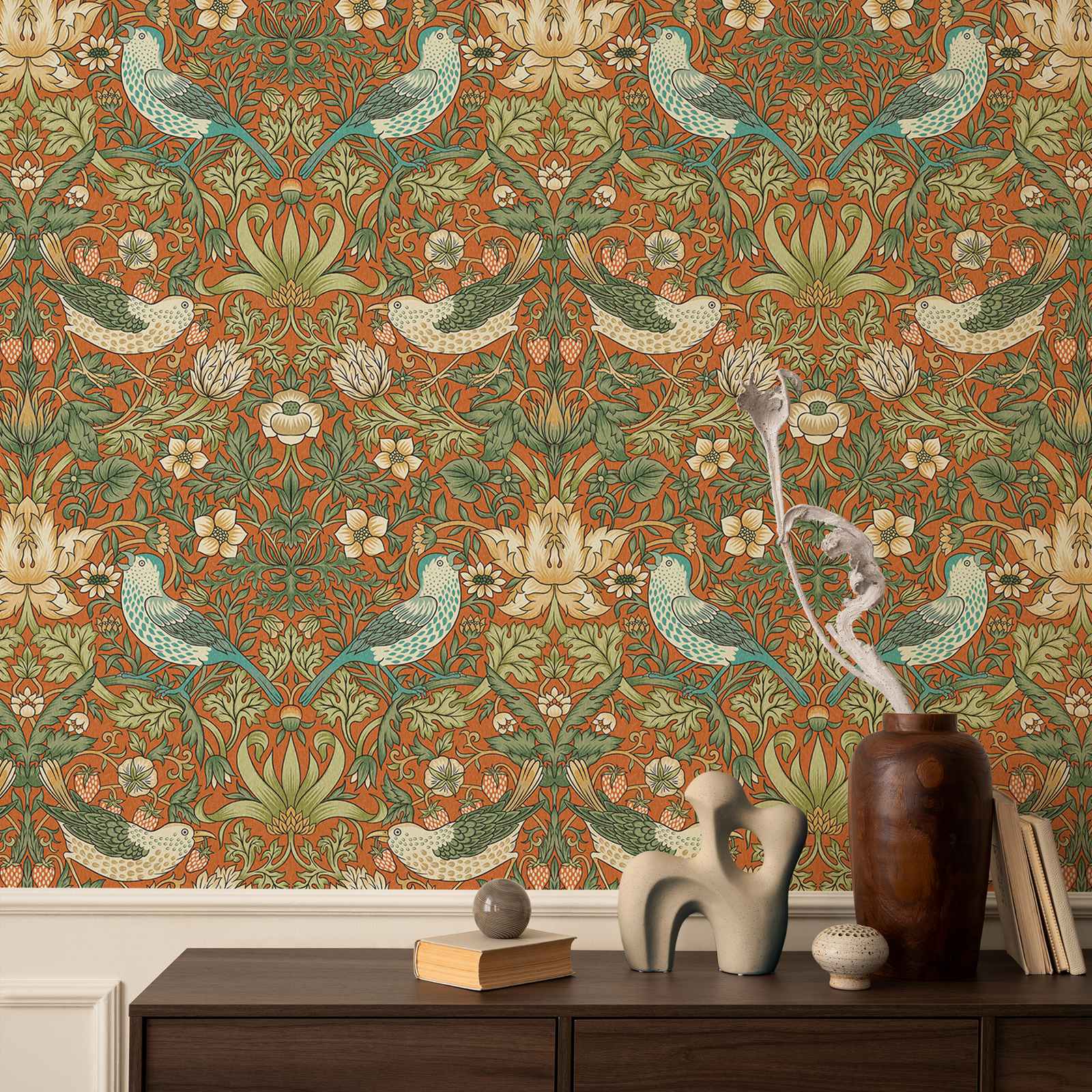 Strawberry Thief Flower Wallpa - Herbal Wallpaper recension och pris