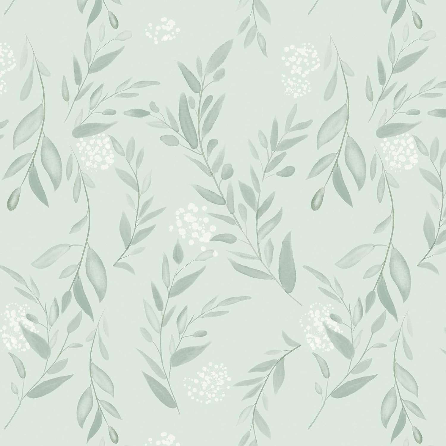 Sage Green Leaf Peel and Stick - Herbal Wallpaper recension och pris