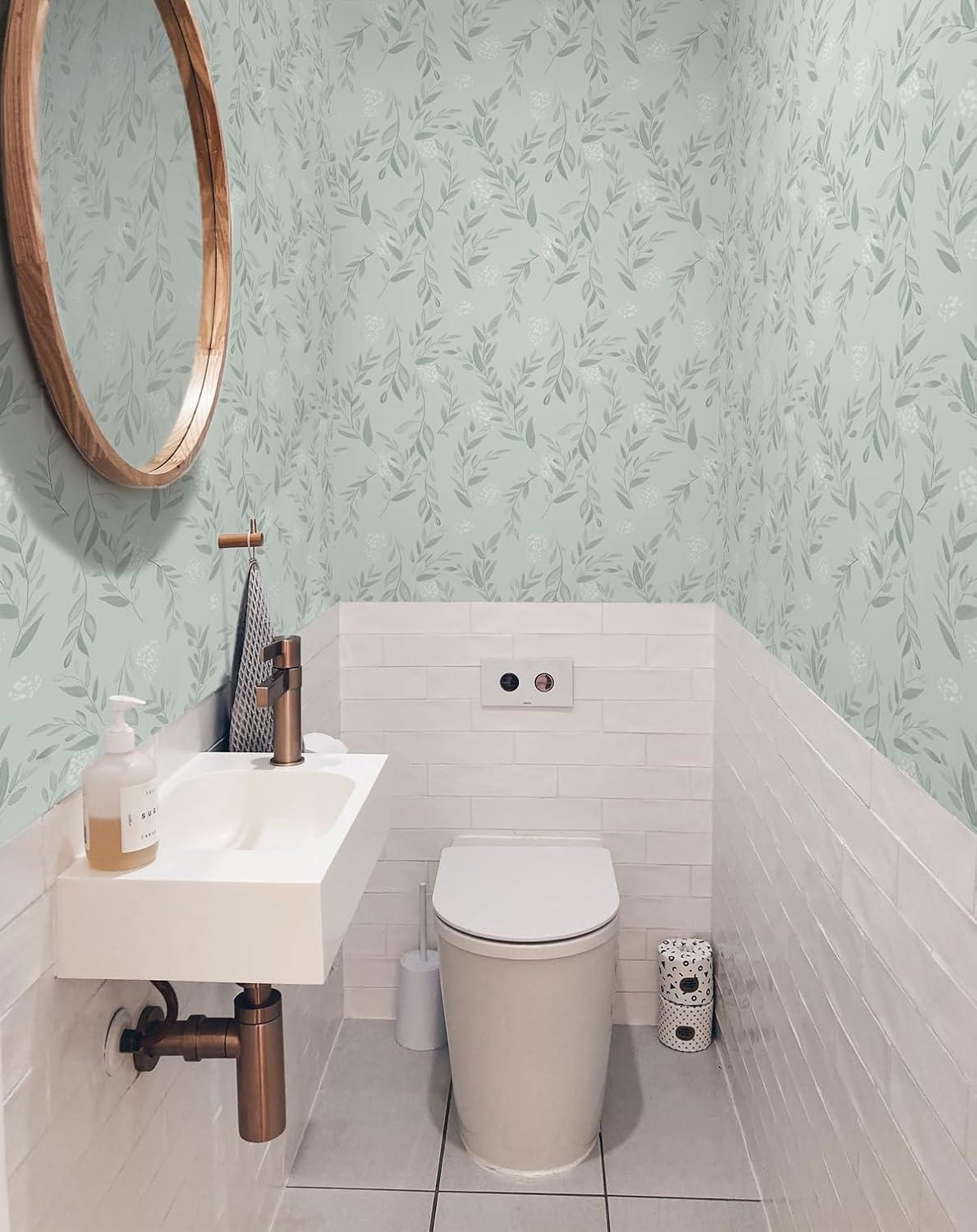 Sage Green Leaf Peel and Stick - Herbal Wallpaper recension och pris